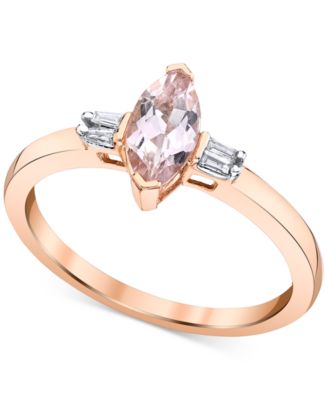 Macy's - Morganite (5/8 ct. t.w.) & Diamond (1/20 ct. t.w.) Ring in 14k Rose Gold