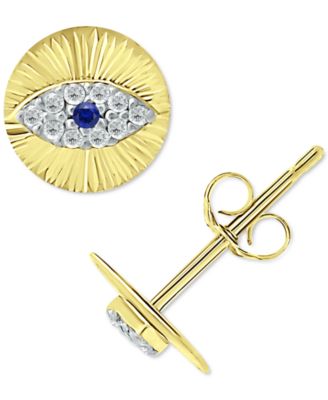 Giani Bernini - Lab-Created Blue Sapphire & Cubic Zirconia Evil Eye Disc Stud Earrings