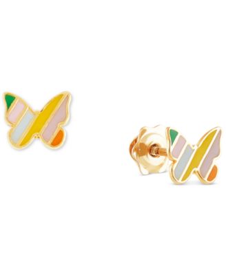 Macy's - Children's Striped Enamel Butterfly Stud Earrings in 14k Gold