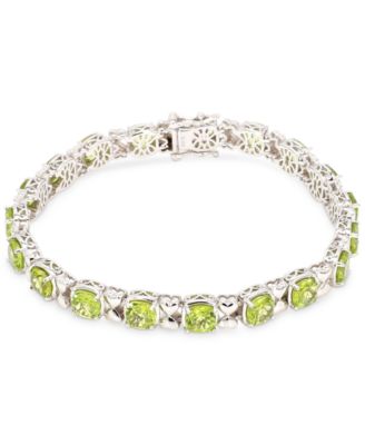 Macy's - Oval & Heart Link Bracelet (10 ct. t.w.) in Sterling Silver (Available in Blue Topaz, Peridot, Mystic Topaz, Citrine, & Multi-Gemstone)