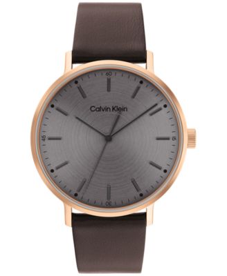 Calvin Klein - Men's Brown Leather Strap Watch 42mm