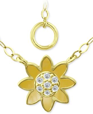 Giani Bernini - Cubic Zirconia Sunflower Pendant Necklace in 18k Gold-Plated Sterling Silver, 16" + 2" extender