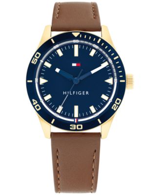 Tommy Hilfiger - Men's Brown Leather Strap Watch 38mm