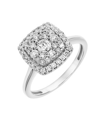 Macy's - Diamond Cushion Cushion Cluster Engagement Ring (3/4 ct. t.w.) in 14k White Gold