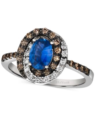 Le Vian - Cornflower Ceylon Sapphire (5/8 ct. t.w.) & Diamond (3/8 ct. t.w.) Swirl Statement Ring in 14k White Gold