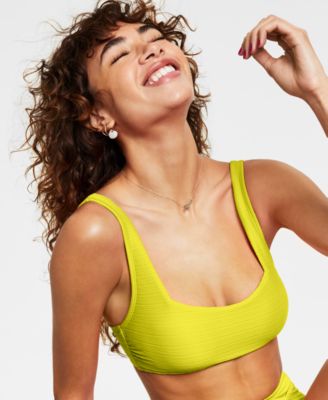 Salt + Cove - Juniors' Mint Spark Variegated Ribbed Bralette Bikini Top, Created for Macy's
