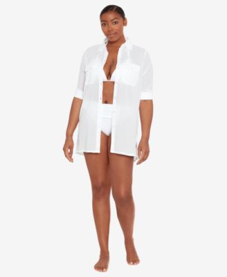 Lauren Ralph Lauren - Crushed Cotton Cover-Up Shirt