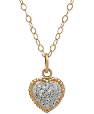Macy's - 14k Gold Necklace, Crystal Heart Pendant