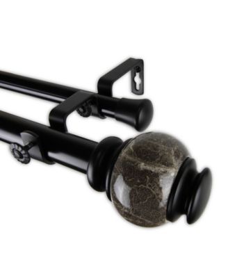 Rod Desyne - Marble Double Curtain Rod 1" OD 120-170 inch - Black