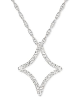 Macy's - Diamond Shape 18" Pendant Necklace (1/5 ct. t.w.) in Sterling Silver