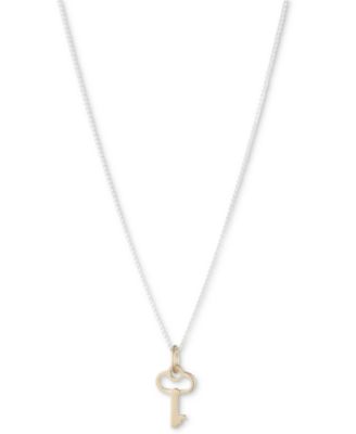 Lauren Ralph Lauren - Key Pendant Necklace in Sterling Silver & 18k Gold-Plate, 14" + 3" extender
