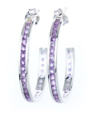 Macy's - Semi Precious Birthstone Hoop Earrings in Sterlling Silver