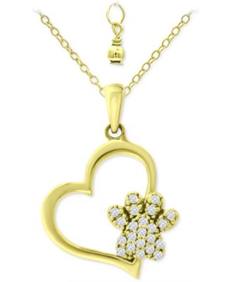 Giani Bernini - Cubic Zirconia Heart & Paw 18" Pendant Necklace