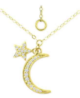 Giani Bernini - Cubic Zirconia Moon & Star Pendant Necklace, 16" + 2" extender