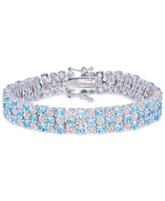 Macy's - Swiss Blue Topaz Multi-Row Cluster Statement Bracelet (15 ct. t.w.) in Sterling Silver