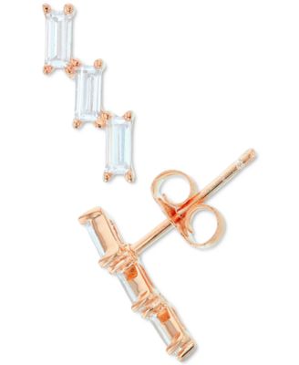 Macy's - Cubic Zirconia Baguette Stud Earrings in 14k Rose Gold-Plated Sterling Silver