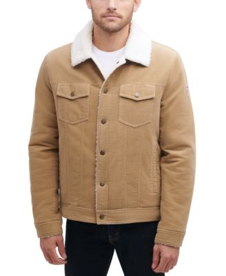 GUESS - Corduroy Bomber Jacket with Sherpa Collar