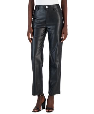 INC International Concepts - Faux-Leather Straight-Leg Pants