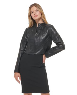 DKNY - Women's Faux-Leather Moto Jacket