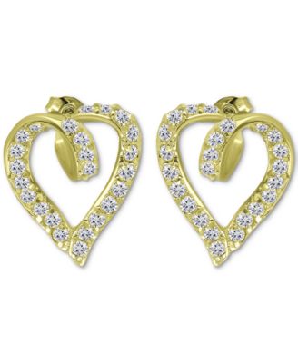 Giani Bernini - Cubic Zirconia Open Heart Stud Earrings in 18k Gold-Plated Sterling Silver