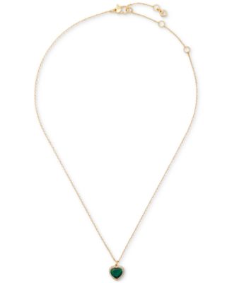 kate spade new york - Gold-Tone Cubic Zirconia Heart Halo Pendant Necklace, 16" + 3" extender
