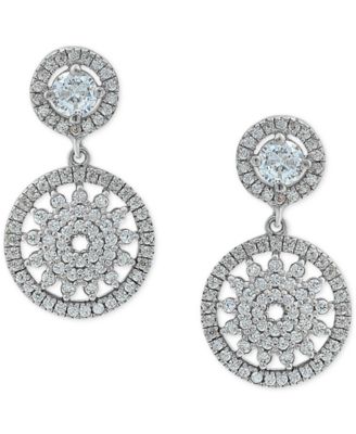 Giani Bernini - Cubic Zirconia Flower Circle Drop Earrings in Sterling Silver