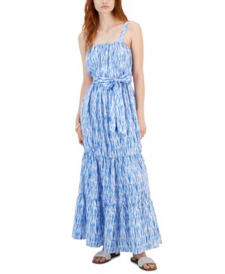 INC International Concepts - Women's Floral-Print Tiered Tie-Waist Maxi Dress