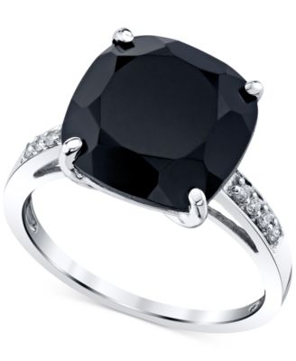 Macy's - Onyx (6-1/6 ct. t.w.) & Diamond Accent Square Ring in Sterling Silver