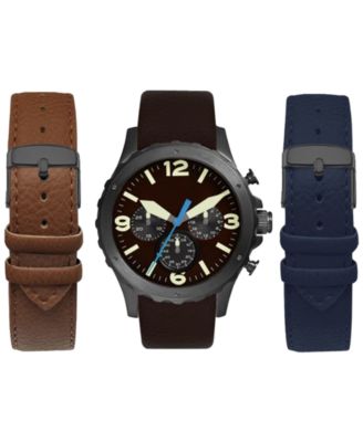 American Exchange - Men's Chronograph Interchangeable Strap Watch 45mm Gift Set