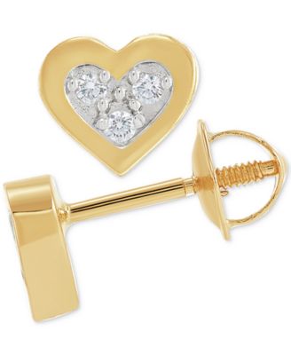 Macy's - Diamond Accent Heart Stud Earrings in 14k Gold
