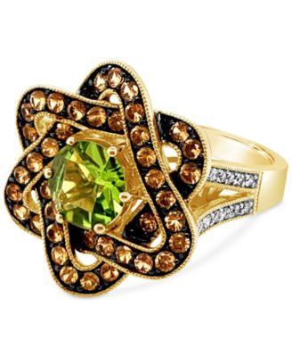 Le Vian - Green Apple Peridot (1-1/5 ct. t.w.), Spessarite (7/8 ct. t.w.) & Vanilla Diamond (1/10 ct. t.w.) Star Statement Ring in 14k Gold