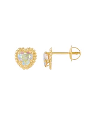 Macy's - Children's Cubic Zirconia Heart Stud Earrings in 14k Gold