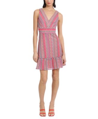 Donna Morgan - Women's V-Neck Sleeveless Crochet Mini Dress