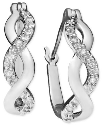 Macy's - Diamond Infinity Earrings in 18k Gold and Sterling Silver (1/10 ct. t.w.)