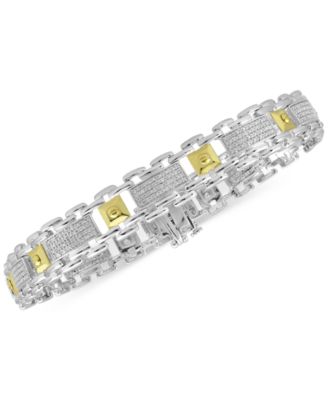 Macy's - Men's Diamond Two-Tone Bracelet (1/2 ct. t.w.) in Sterling Silver & 18k Gold-Plate