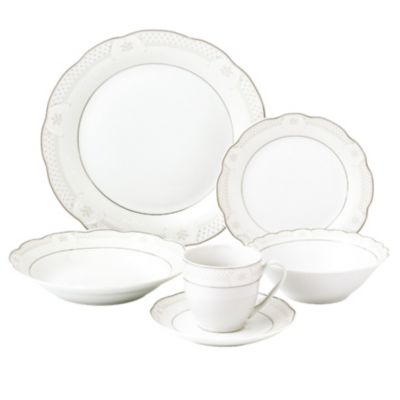 Lorren Home Trends - 24 Piece Wavy Dinnerware-Porcelain-Srvice for 4-Atara