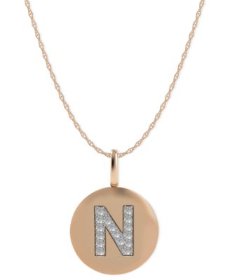 Macy's - 14k Rose Gold Necklace, Diamond Accent Letter N Disk Pendant