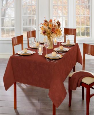 Elrene - Elegant Woven Leaves Jacquard Damask Tablecloth, 52"x52"