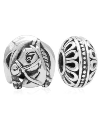 Rhona Sutton - Children's Horse Filigree Bead Charms - Set of 2 in Sterling Silver