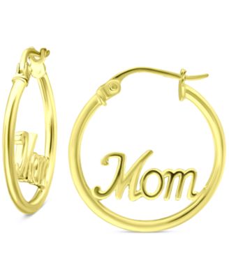 Giani Bernini - Mom Small Hoop Earrings in 18k Gold-Plated Sterling Silver, 0.75"