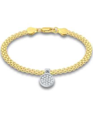 Giani Bernini - Cubic Zirconia Disc Charm Bismark Chain Bracelet