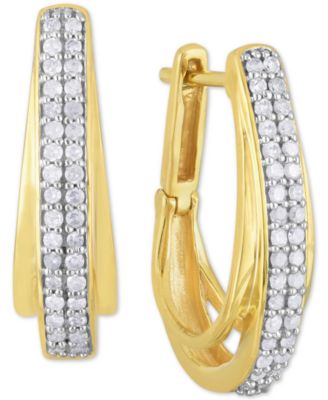 Macy's - Diamond Double Row Hoop Earrings (1/3 ct. t.w.)