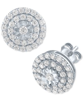 Forever Grown Diamonds - Lab-Created Diamond Cluster Stud Earrings (3/4 ct. t.w.) in Sterling Silver