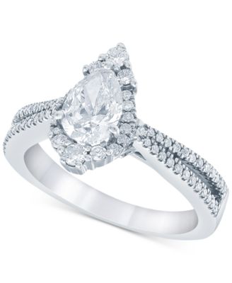 Macy's - Diamond Pear Halo Engagement Ring (1-1/3 ct. t.w.) in 14k White Gold