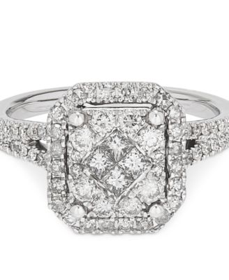 Macy's - Diamond Princess Cluster Ring (1 ct. t.w.) in 10k White Gold