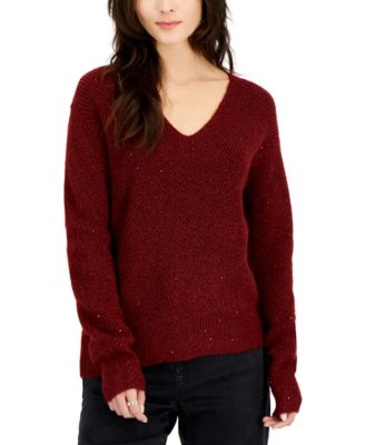 INC International Concepts - Women's Sequined V-Neck Sweater, Created for Macy's