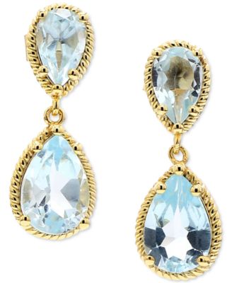 Macy's - Amethyst Pear Double Drop Earrings in Rose Gold-Plated Sterling Silver (Also in Sky Blue Topaz)