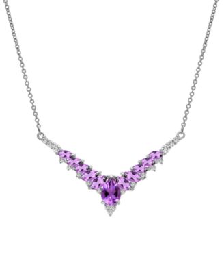 Macy's - Garnet (2-1/3 ct. t.w.) & White Topaz (3/8 ct. t.w.) V-Shape 17" Statement Necklace in Sterling Silver (Also available in Amethyst, Peridot, Blue Topaz & Citrine)
