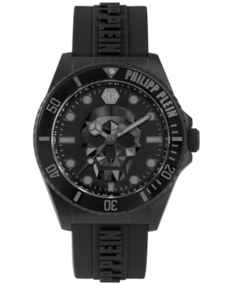 Philipp Plein - Men's The Skull Diver Black Silicone Strap Watch 44mm