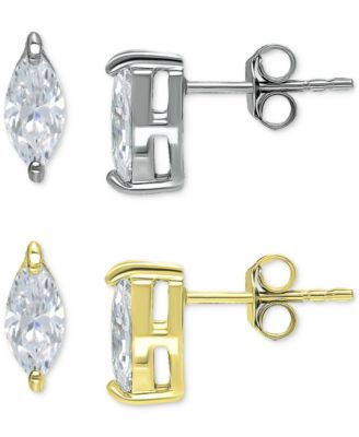 Giani Bernini - 2-Pc. Set Cubic Zirconia Marquise Stud Earrings in Sterling Silver & 18k Gold-Plate